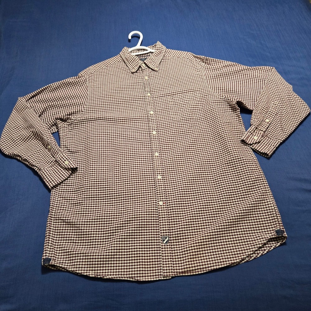 Cremieux Button Down Shirt Mens 2XT Burgundy Excellent Gingham Check Long Sleeve